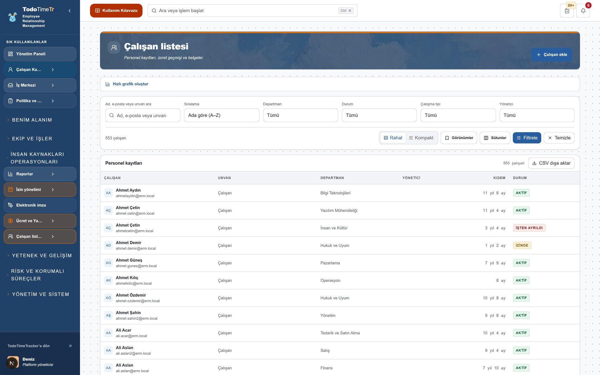 employees ekran goruntusu